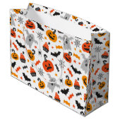 紅葉のハロウィーン記号のパターン（白） ラージペーパーバッグ (裏面アングル)