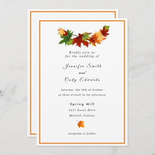紅葉のパーソナライズ結婚式招待状 招待状 (正面/裏面)