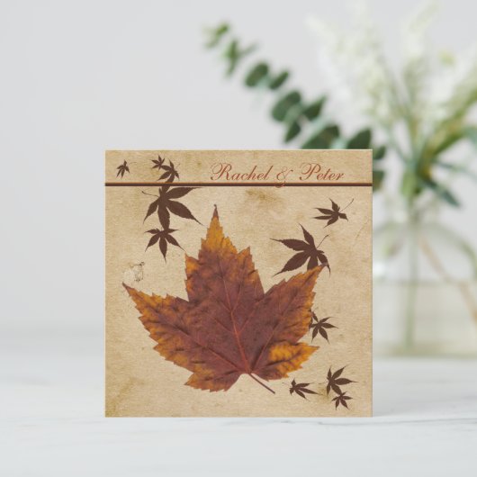 紅葉のフェイク紙結婚式の招待 招待状 (スタンド正面)
