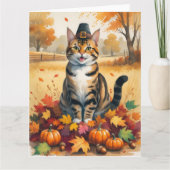 紅葉のベンガル猫 感謝祭アート カード (正面)