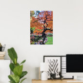 紅葉のレースリーフ和風楓の木の植物画 ポスター (ホームオフィス)
