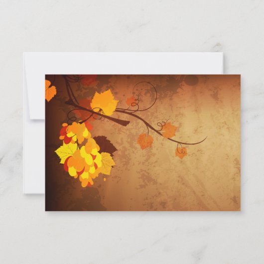 紅葉のヴィンテージの動揺してな結婚式のrsvpの応答 出欠カード (裏面)