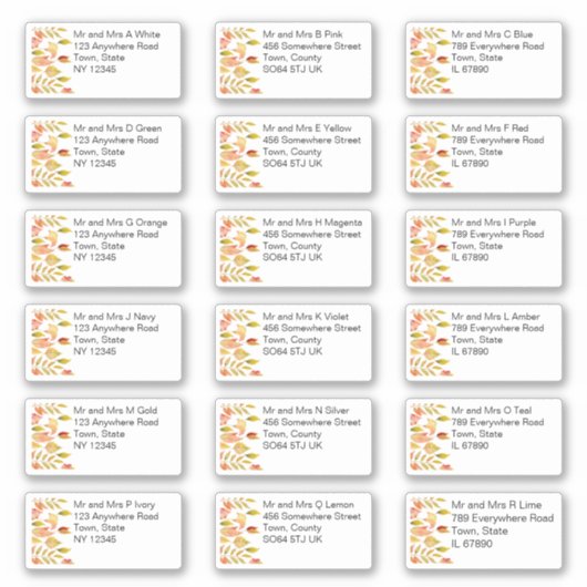 紅葉の個人名結婚前住所 シール (正面)