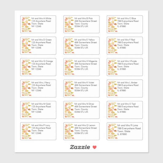 紅葉の個人名結婚前住所 シール (シート)