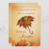 紅葉の傘のブライダルシャワーの招待 招待状 (正面/裏面)