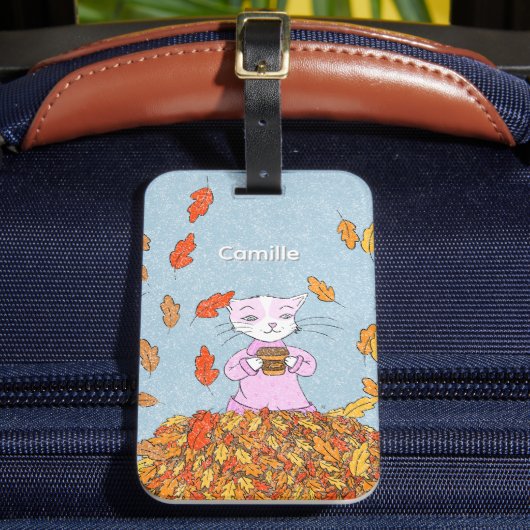 紅葉の優雅な猫 トラベルタグ ラゲッジタグ (正面インサイチュ2)