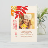 紅葉の写真を使った感謝祭のカード 招待状 (スタンド正面)