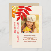 紅葉の写真を使った感謝祭のカード 招待状 (正面/裏面)