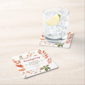 紅葉の友情と感謝祭ディナー スクエアペーパーコースター (インサイチュ)