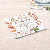 紅葉の友情と感謝祭ディナー スクエアペーパーコースター (アングル)