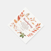 紅葉の友情と感謝祭ディナー スタンダードカクテルナプキン (角)