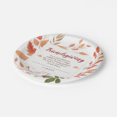 紅葉の友情を与える感謝祭パーティー ペーパープレート (アングル)