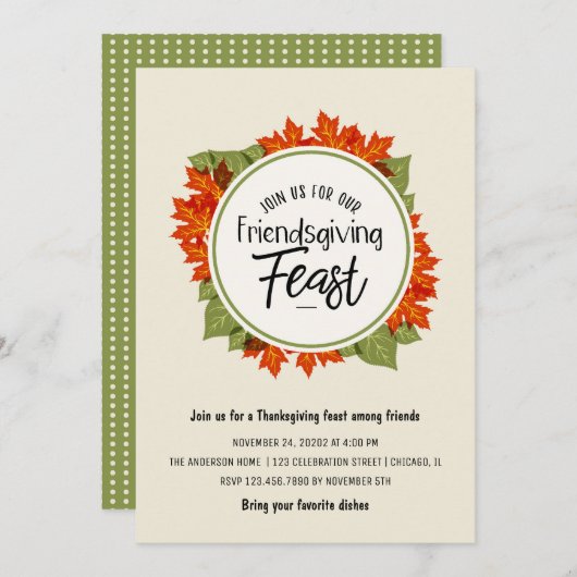 紅葉の友情/感謝祭の饗宴 招待状 (正面/裏面)
