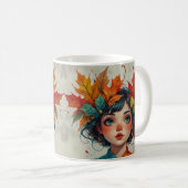 紅葉の可愛い女の子 コーヒーマグカップ (正面右)