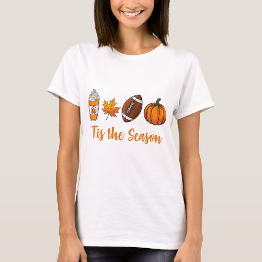 紅葉の季節だね アメリカンフットボール Tシャツ (正面)