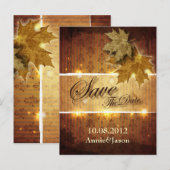 紅葉の季節に結婚式　保存日 案内ポストカード (正面/裏面)
