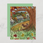 紅葉の家の引っ越し祝いパーティーのパーティの招待状 招待状 (正面/裏面)