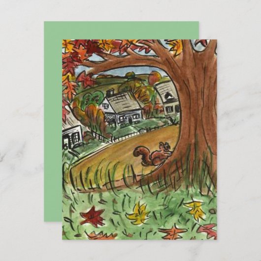 紅葉の家の引っ越し祝いパーティーのパーティの招待状 招待状 (正面/裏面)