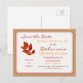 紅葉の家族再会パーティー、保存日付のお知らせ 案内ポストカード (正面/裏面)