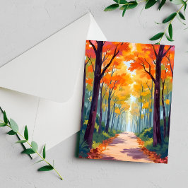 紅葉の小径 秋の風景画 シーズンカード