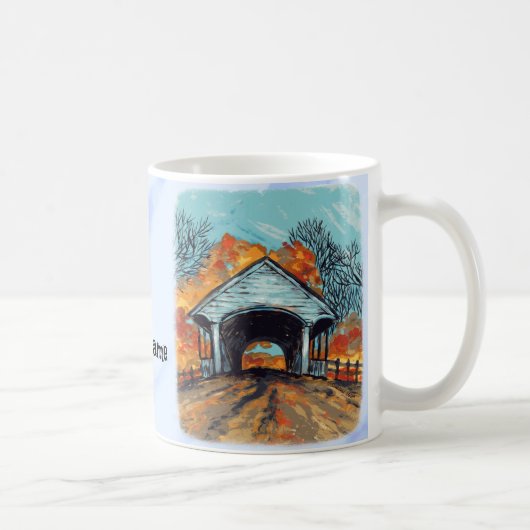 紅葉の屋根付き橋 コーヒーマグカップ (右)