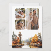 紅葉の山と森の湖の写真の結婚式 セーブザデート (裏面)
