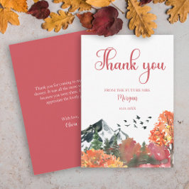 紅葉の山の森のブライズシャワー サンキューカード