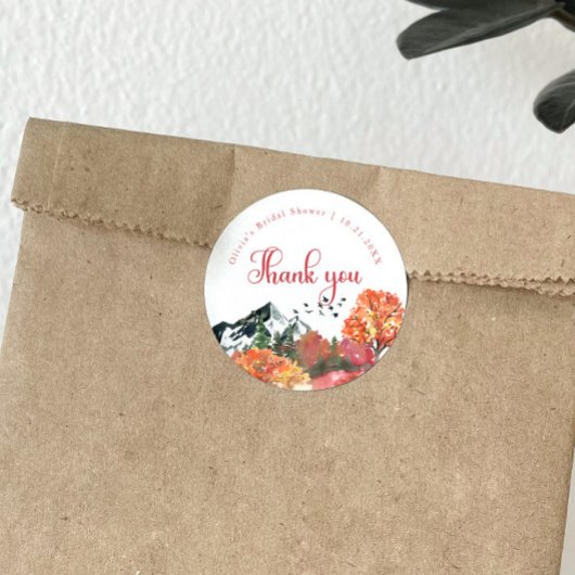 紅葉の山の森のブライズシャワー ラウンドシール