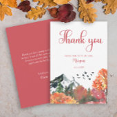 紅葉の山の森のブライダルシャワー サンキューカード