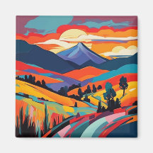 紅葉の山の風景の日の入り