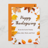 紅葉の幸せな感謝祭の挨拶 ポストカード (正面/裏面)