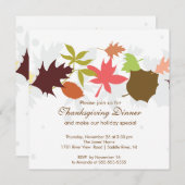 紅葉の感謝祭のディナー・パーティ 招待状 (正面/裏面)