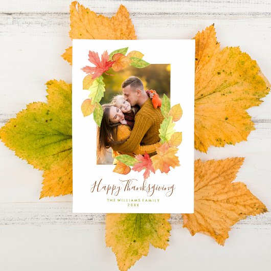 紅葉の感謝祭の家族写真 シーズンカード