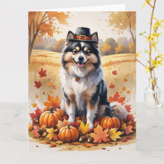 紅葉の感謝祭アートのケースホンド カード (黄色い花)