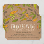紅葉の感謝祭ディナーパーティー招待状 招待状 (正面/裏面)
