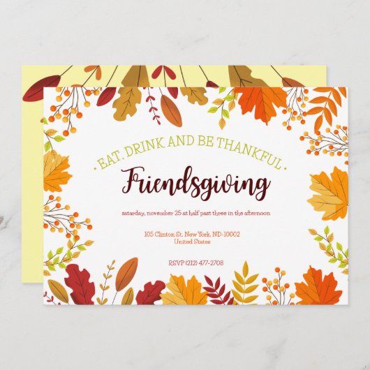 紅葉の感謝祭 招待状 (正面/裏面)