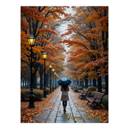 紅葉の散歩道 - 黄金色の葉の小径 ポスター