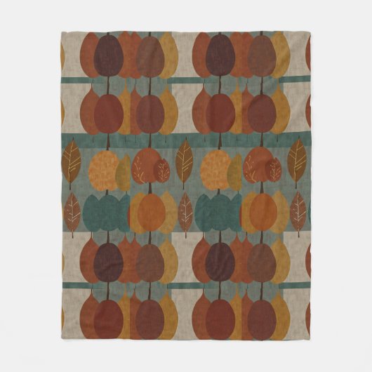 紅葉の木と葉 フリースブランケット (正面)