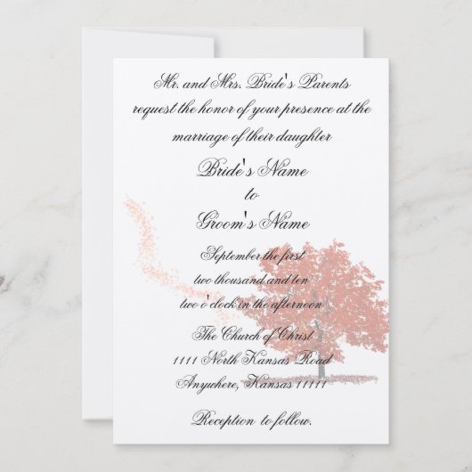 紅葉の木の結婚式 招待状 (正面)