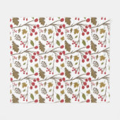 紅葉の果実の枝秋の色パターン フリースブランケット (正面(横))