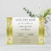 紅葉の枝とゴールドのコンフェッティでおめでとう Save The Date 招待状 (スタンド正面)