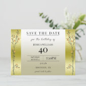 紅葉の枝とゴールドのコンフェッティでおめでとう Save The Date 招待状 (スタンド正面)