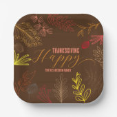 紅葉の枝と果実の感謝祭 ペーパープレート (正面)