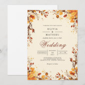 紅葉の枝のブライダル デザイン 招待状 (正面/裏面)