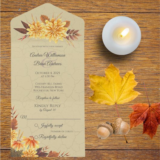 紅葉の梅 オールインワン招待状