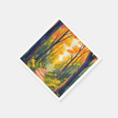 紅葉の森の小道 | 秋の水彩画 スタンダードカクテルナプキン (角)