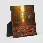紅葉の森の小道 落ち葉 フォトプラーク (正面)