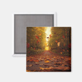 紅葉の森の小道 落ち葉 マグネット (正面/裏面)