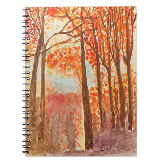 紅葉の森の水彩画 ノートブック (正面)