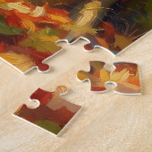 紅葉の森の道の絵画的な風景アート ジグソーパズル (側面)